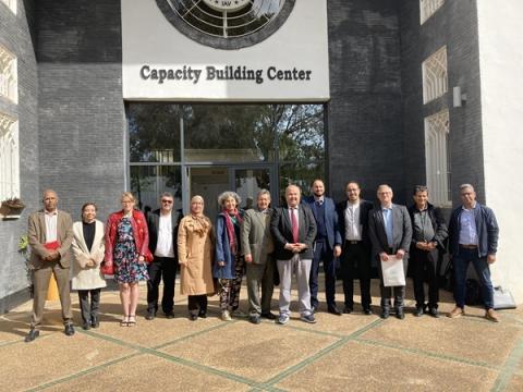 La délégation d'AgroParisTech devant l’Institut agronomique et vétérinaire Hassan II (IAV)